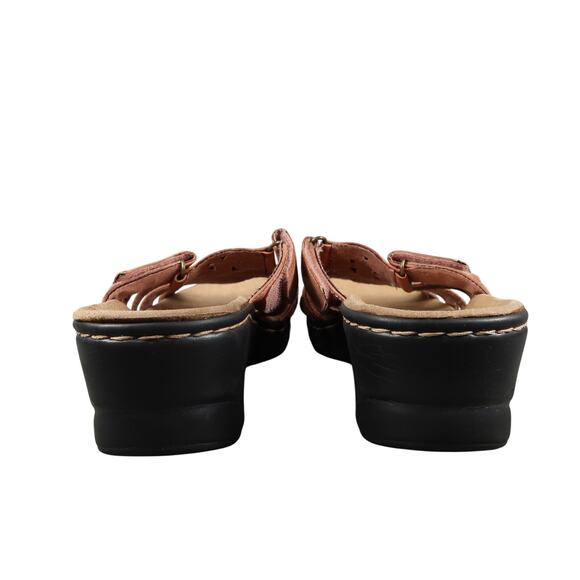 Clarks Shoes Womens 10 Sandals Bendables Leather Adjustable Straps Wedge Comfort - Picture 4 of 11